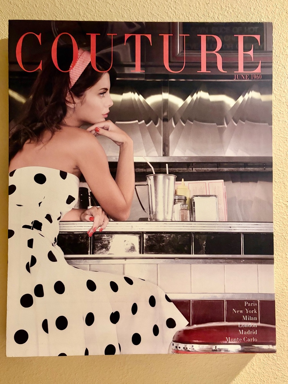 Couture Polka Dot Retro Diner Art Print - White & Black